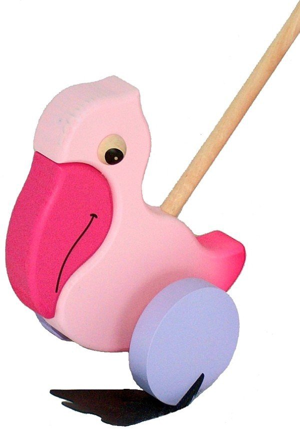 Zabawka do pchania na kiju Różowy pelikan Kłosek ZABAWKI