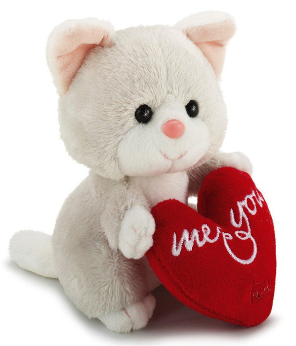 Maskotka szary kot z sercem - "Walentynki"