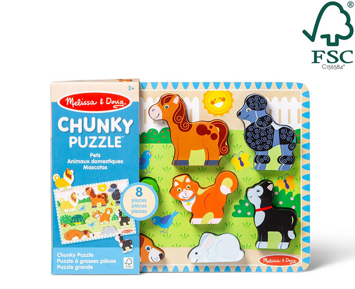 Drewniana układanka z klockami figurki zwierząt Melissa & Doug