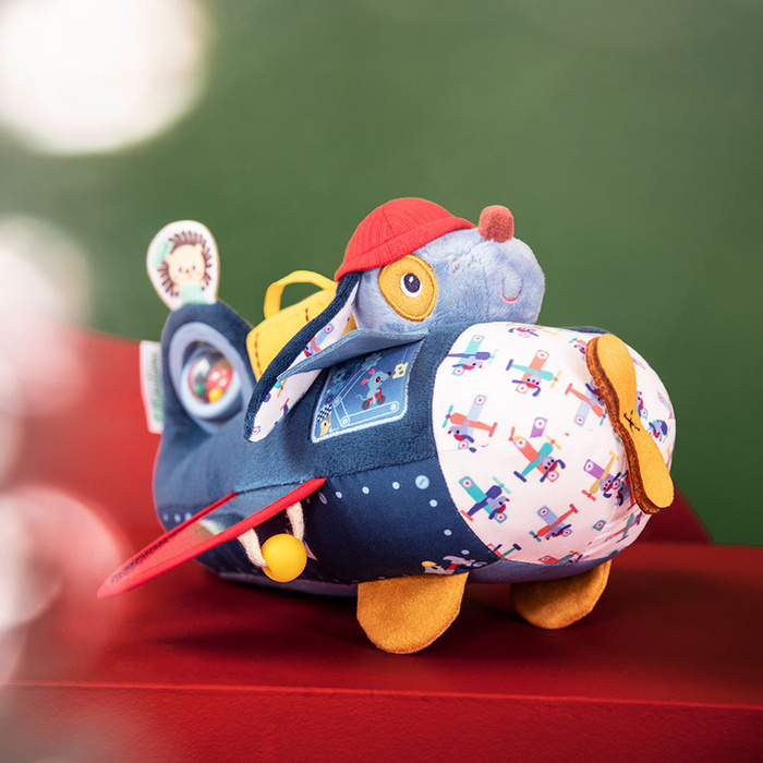 Lilliputiens Piesek Jules Przytulanka aktywizująca Samolot Zabawka sensoryczna i edukacyjna