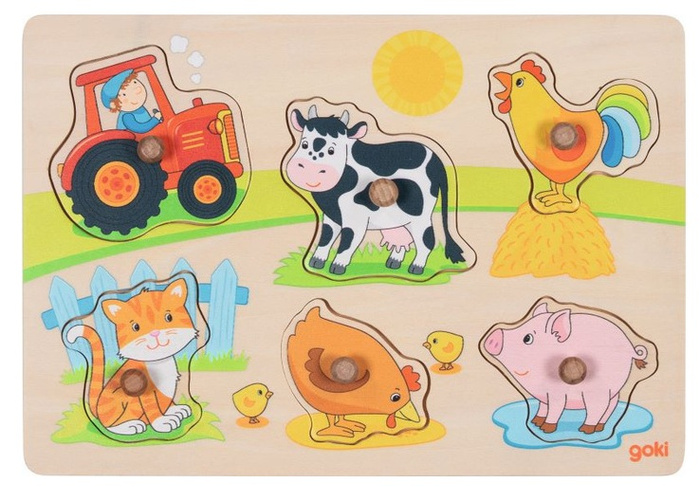Drewniana układanka dla dzieci Na farmie Goki
