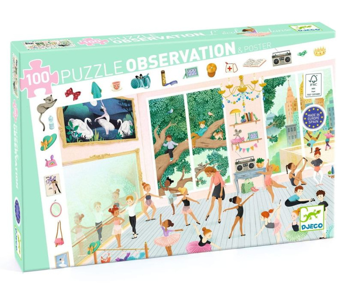 Puzzle dla dzieci obserwacja Szkoła baletowa 100 elementów Djeco