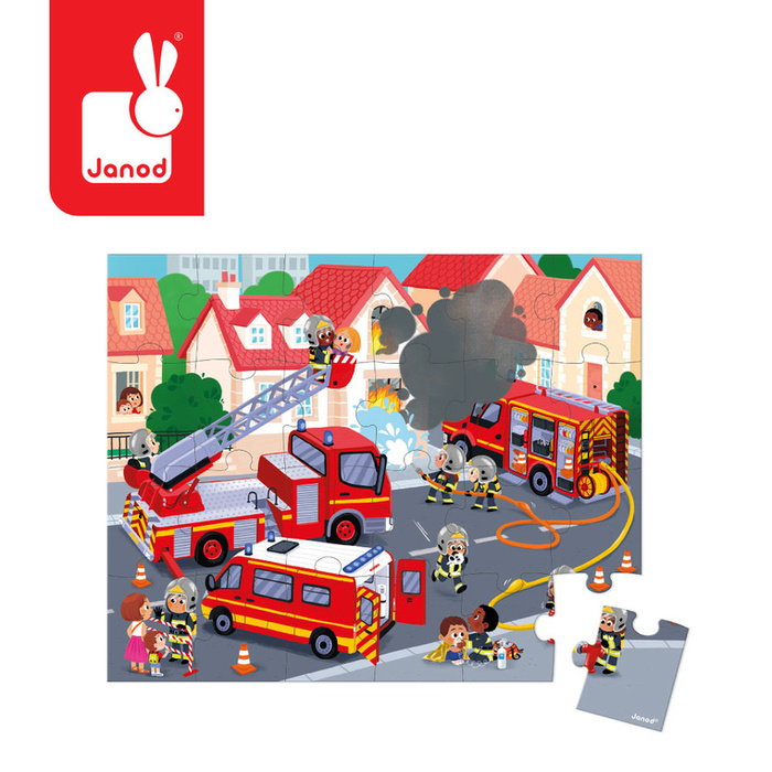 Puzzle dla dzieci w walizce Strażacy 24 elementy Janod 