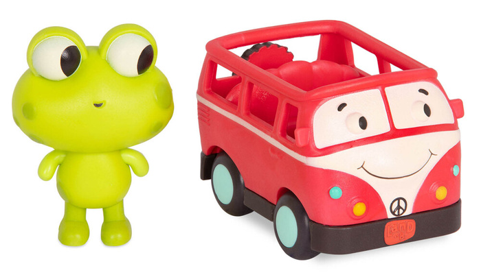 Zestaw 3 miękkich mini samochodzików sensorycznych światło i dźwięk Light Up Cars B.toys