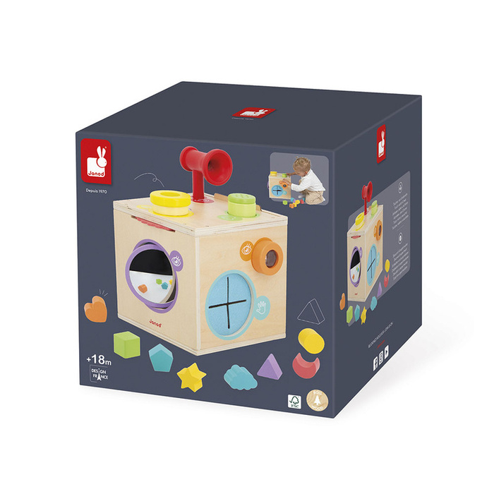 Drewniana kostka sensoryczna dla dzieci Janod 
