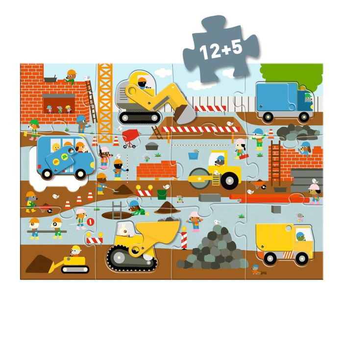 Puzzle kartonowe gigant Plac budowy Djeco
