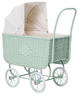 Wózek retro dla lalek Doll Pram Retro Rattan Green Astrup