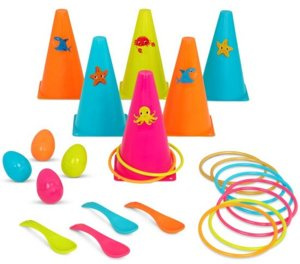 Zestaw 2 gier zręcznościowych obręcze i jajka RingToss&Egg-and-Spoon Game B.Toys