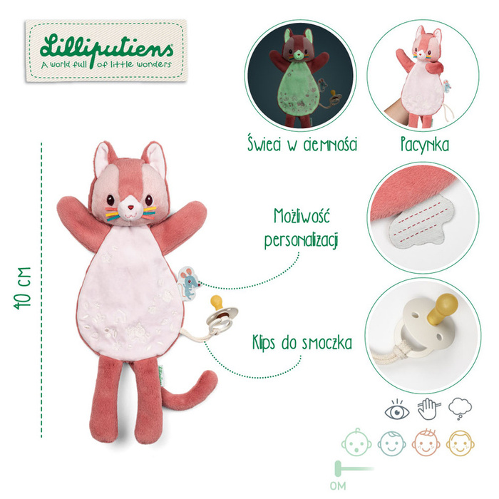 Lilliputiens Przytulanka do spania Kotka Jeanne Komforter i Pacynka dla niemowląt