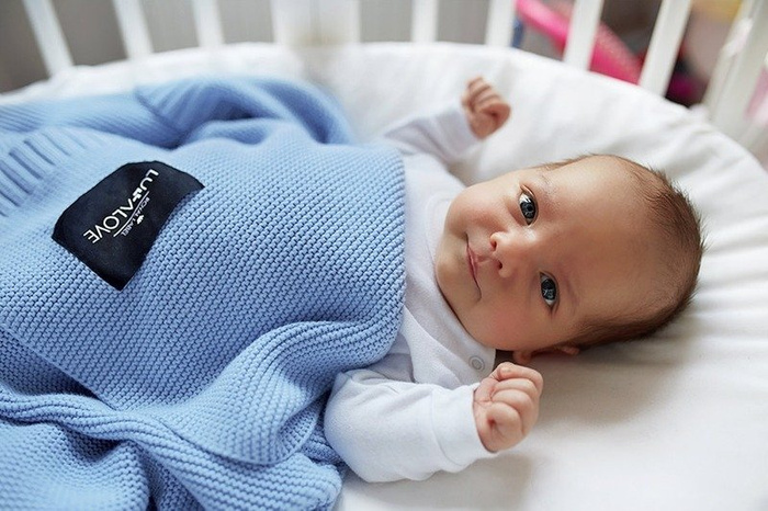 Bambusowy koc Baby blue Lullalove