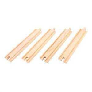 Zestaw długich drewnianych torów, 4 elementy, Bigjigs Rail