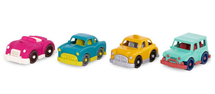 4 autka dla dzieci zestaw  z taksówką i kabrioletem Mini Riders Wonder Wheels Battat