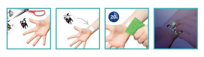 Fosforyzujące tatuaże dla dzieci 75 sztuk Buki