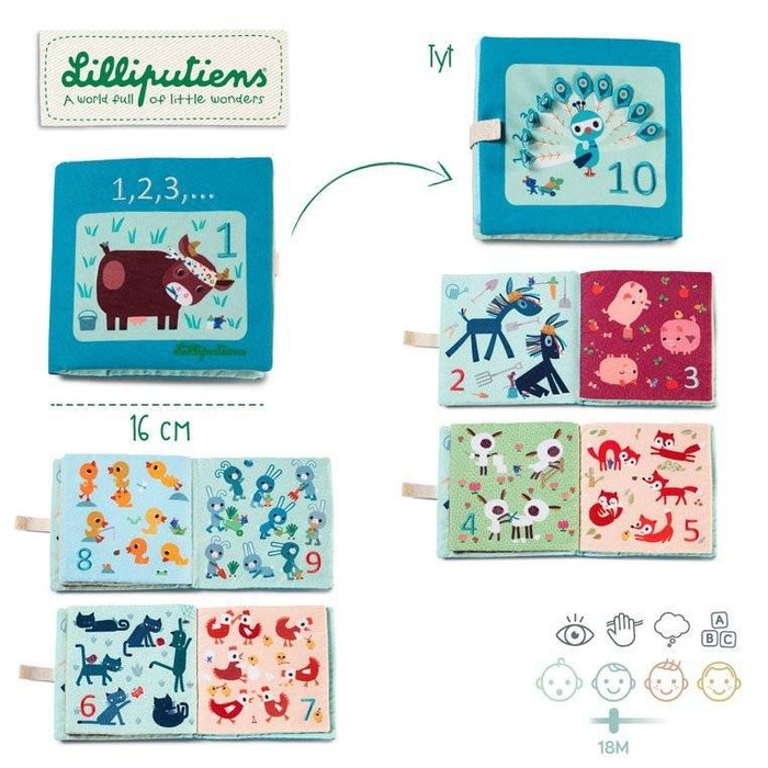 Miękka książeczka do nauki liczenia 1, 2, 3...Lilliputiens