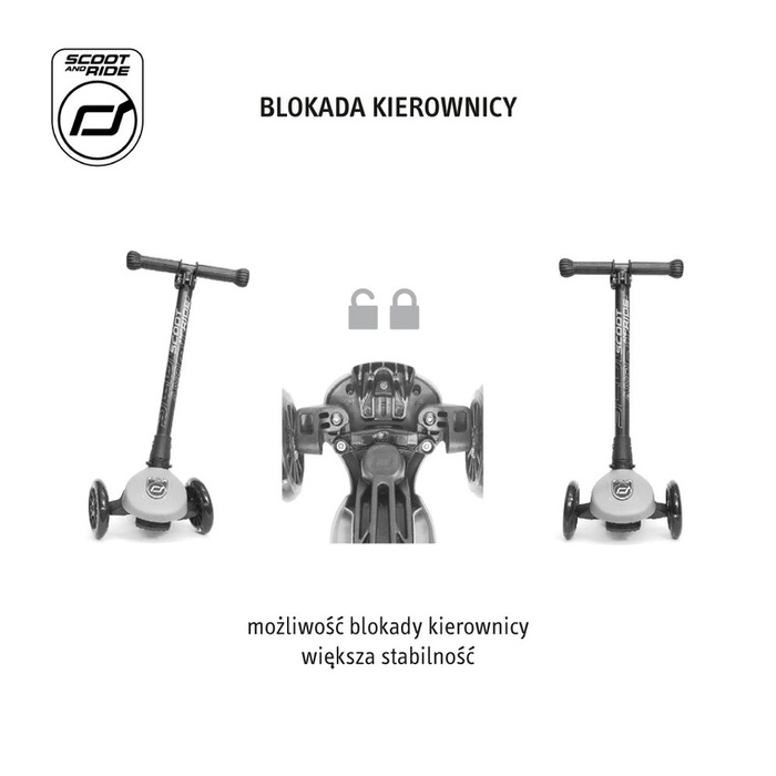 SCOOTANDRIDE Highwaykick 3 LED Hulajnoga składana ze świecącymi kółkami 3+ Lemon