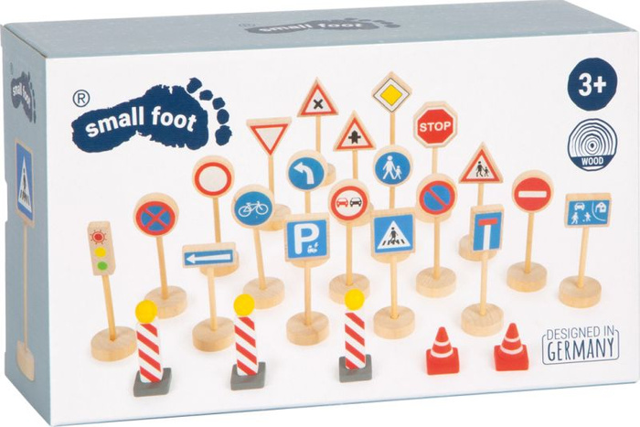 Znaki drogowe drewniany zestaw do zabawy dla dzieci Small Foot