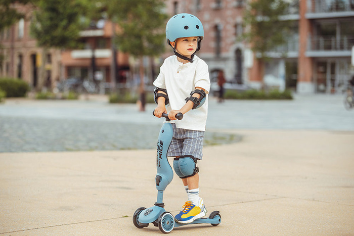 SCOOTANDRIDE Dziecięcy Kask i Ochraniacze Steel XXS-S ochronny Zestaw 1-5 lat