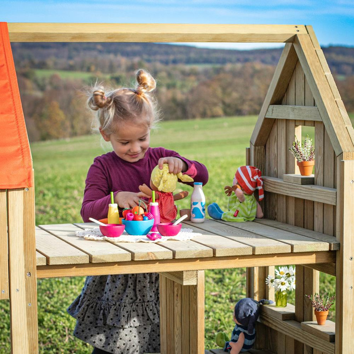 Drewniany domek dla lalek domek do zabawy w sklep Outdoor Erzi