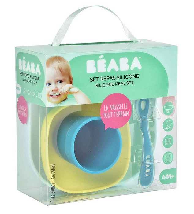Beaba Komplet naczyń z silikonu blue