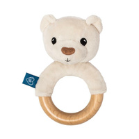 Eko gryzak drewniany Miś - biały Whisbear
