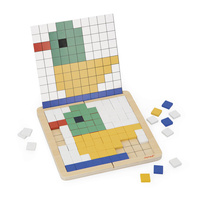 Drewniana układanka mozaika piksele symetria i kodowanie 4w1 Janod