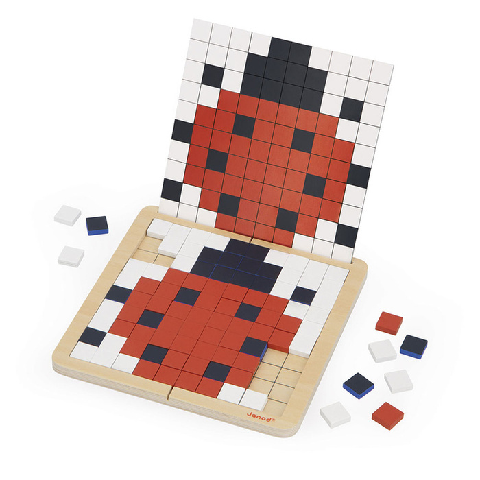 Drewniana układanka mozaika piksele symetria i kodowanie 4w1 Janod