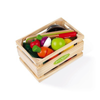 Drewniana skrzynka z warzywami i owocami Green Market 22 elementy 3-8 lat, Janod