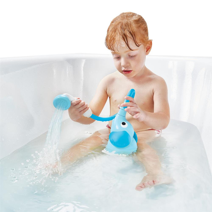 Yookidoo Słonik przenośny niebiesko-granatowy prysznic z kontrolowanym strumieniem wody dla niemowląt