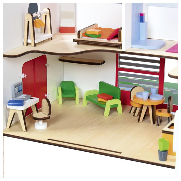 Przenośny domek dla lalek Eco House z mebelkami i figurkami 54 el Goki