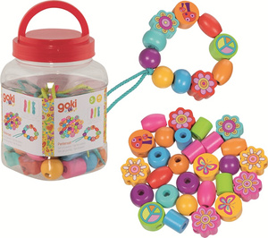 Drewniane Koraliki do tworzenia biżuterii Flower Power 41 elementów Goki