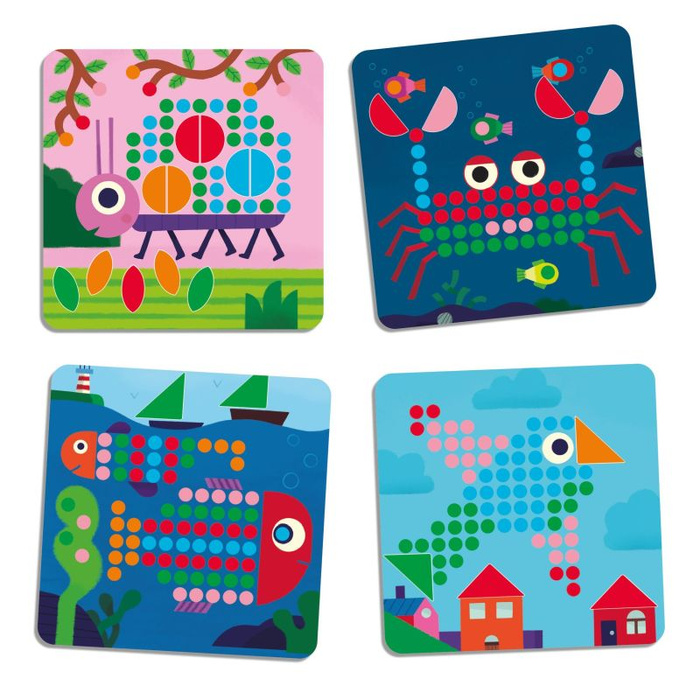 Mozaika do układania kolorowe obrazki z małymi zwierzątkami Mini Animo Djeco