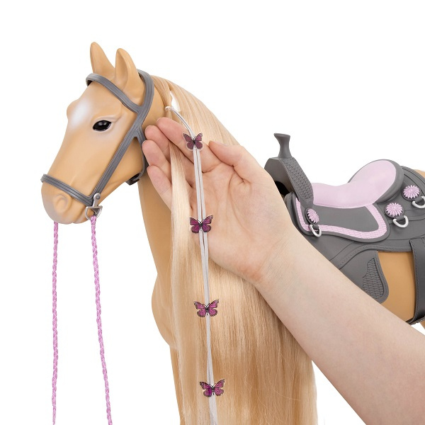 Duży Koń dla lalki Palomino z akcesoriami do czesania i stylizacji 50cm Our Generation