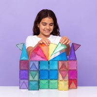 Klocki magnetyczne dla dzieci brokatowe Glitter Castle Pack 48 el Connetix