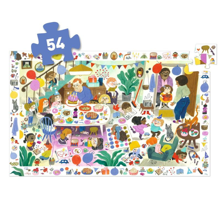 Puzzle dla dzieci obserwacja Urodziny 54 elementy Djeco