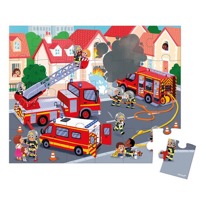 Puzzle dla dzieci w walizce Strażacy 24 elementy Janod 