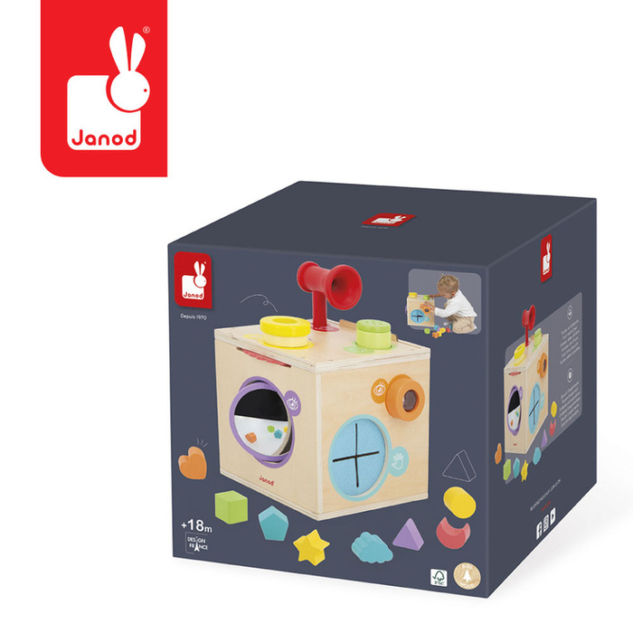Drewniana kostka sensoryczna dla dzieci Janod 