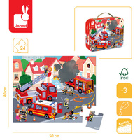 Puzzle dla dzieci w walizce Strażacy 24 elementy Janod 