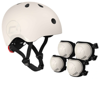 SCOOTANDRIDE Dziecięcy Kask i Ochraniacze Ash S-M ochronny Zestaw 3 lata+