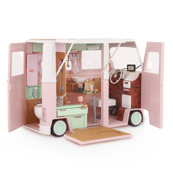 Kamper kempingowy z wyposażeniem 55 elementów Country Cruising Camper Set Our Generation