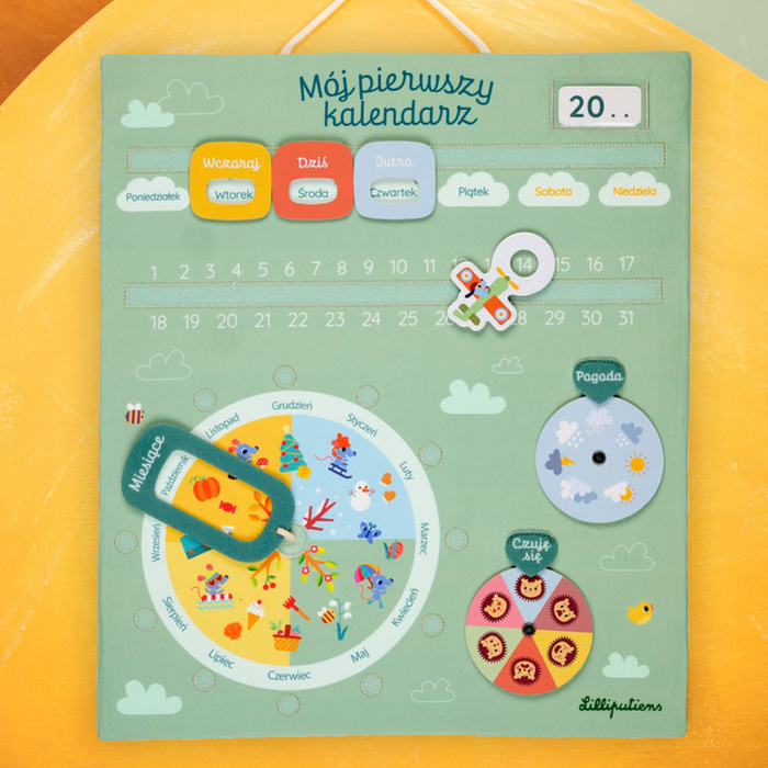 Miękka tablica aktywizująca dla dzieci Kalendarz Lilliputiens
