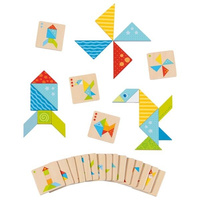 Tangram drewniany układanka logiczna Kolorowy świat Goki