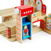 Wielki Dworzec Centralny z windą dodatek do kolejki drewnianej Bigjigs Rail