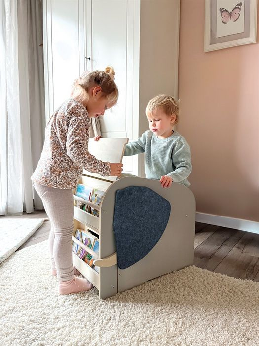 Drewniany pojemnik na zabawki z siedziskiem i półkami Słoń Small Foot