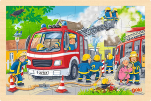 Drewniane puzzle dla dzieci 24 el Strażacy Goki 
