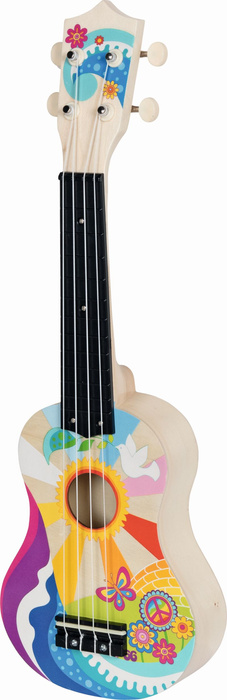 Kolorowe Ukulele Flower Power drewniany instrument muzyczny Goki