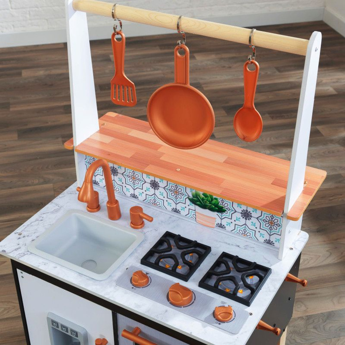 Rzemieślnicza kuchnia dla dzieci wyspa kuchenna czarna Artisan Island KidKraft