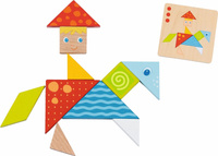 Tangram drewniany układanka logiczna Kolorowy świat Goki