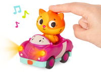 Zestaw 3 miękkich mini samochodzików sensorycznych światło i dźwięk Light Up Cars B.toys