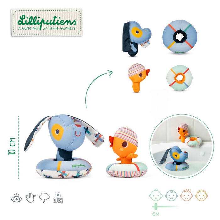 Lilliputiens Zestaw dwóch przytulanek do kąpieli Piesek Jules i Kaczorek Gaspard