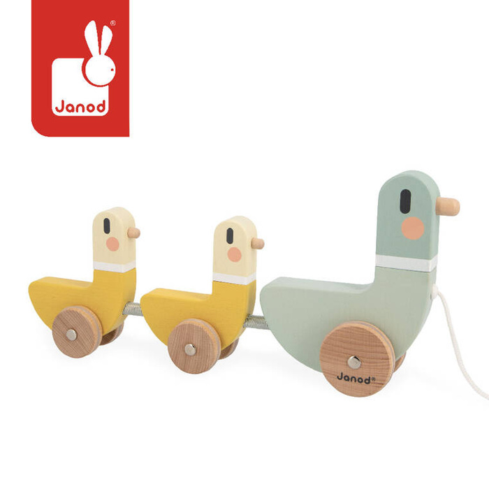 Kaczki do ciągnięcia na sznurku drewniane Sweet Cocoon Janod